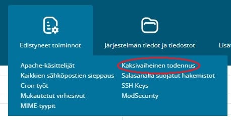 Edistyneet toiminnot, Kaksivaiheinen todennus