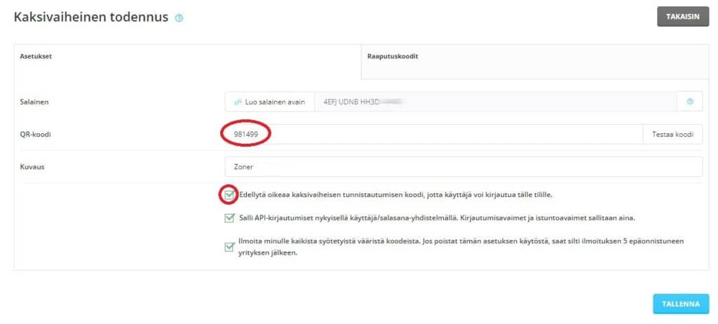 Testaa koodi ja edellytä koodi kirjautumiseen