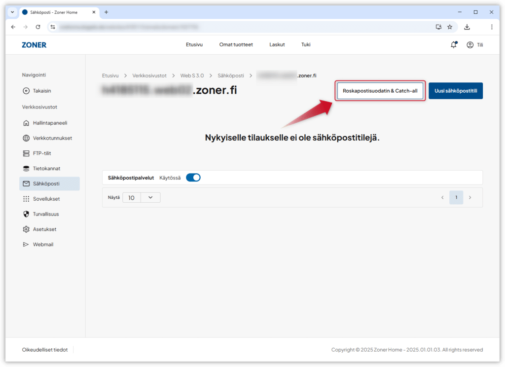 Kuvakaappaus Zoner Home -hallintapaneelista