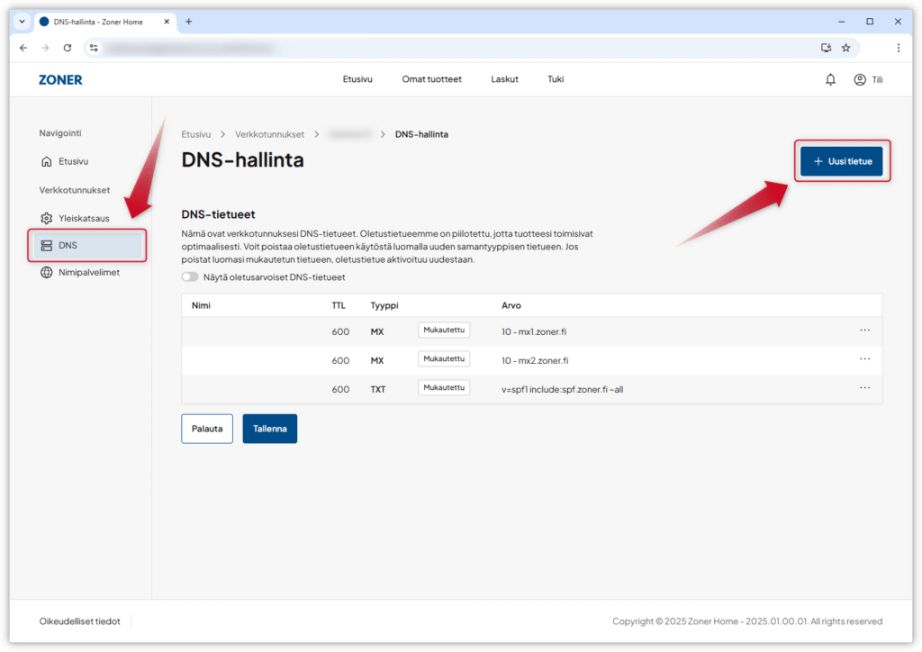 Kuvakaappaus Zoner Home -hallintapaneelista
