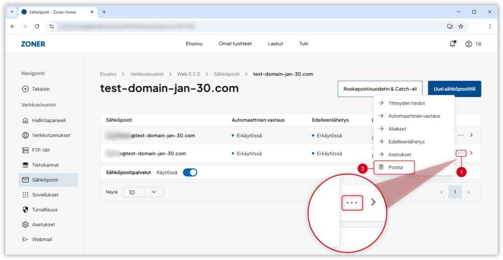 Kuvakaappaus Zoner Home -hallintapaneelista