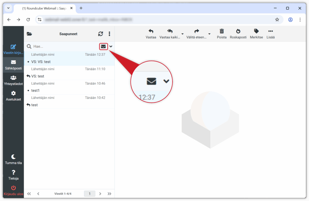 Kuvakaappaus Webmailista
