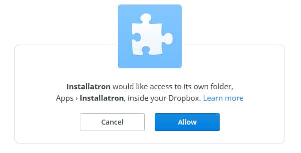 Installatron Dropbox varmuuskopiointi