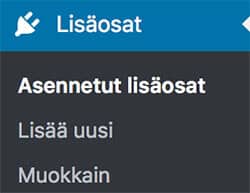 Asennetut lisäosat