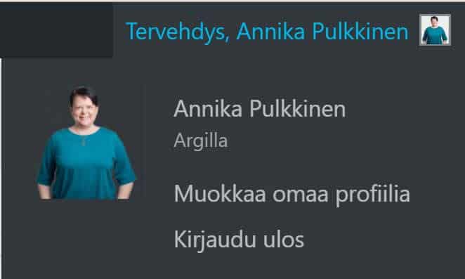 Esimerkki kirjoittajan omasta Gravatar-kuvasta