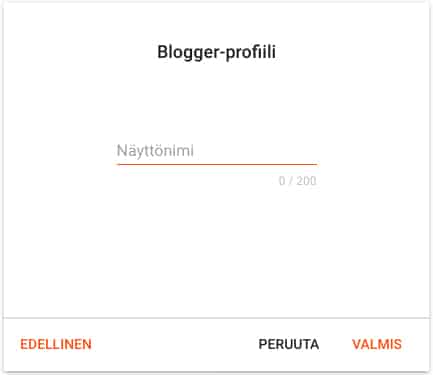 Valitse blogger blogin profiilinimi.