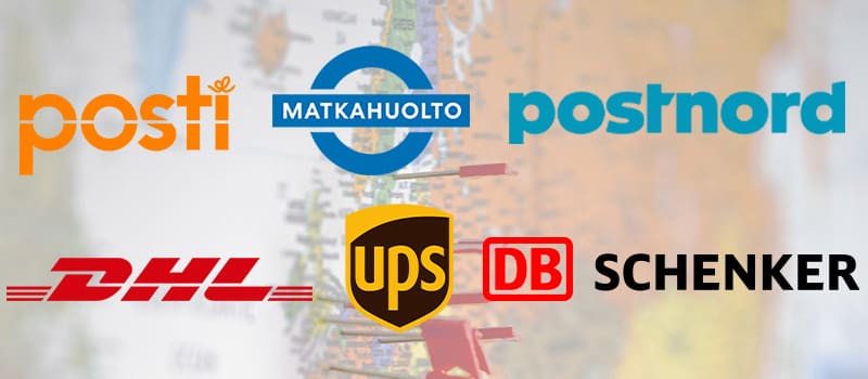 Verkkokauppa toimitustavat järjestetään yleensä jonkun seuraavista palveluntarjoajista kautta: Posti, Matkahuolto, PostNord, DHL, UPS tai DB Schenker