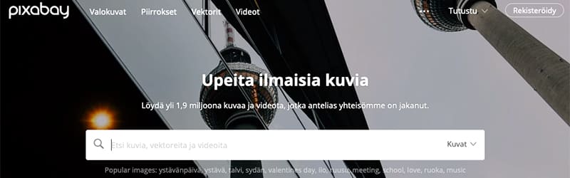 Pixabay toimii myös suomeksi.