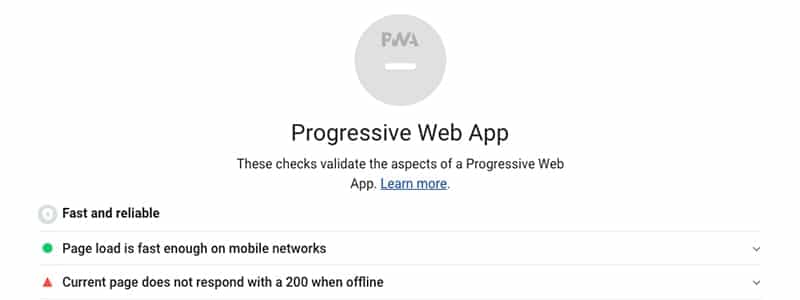 Progressive web app eli mobiiliaplikaatioiden testausosio