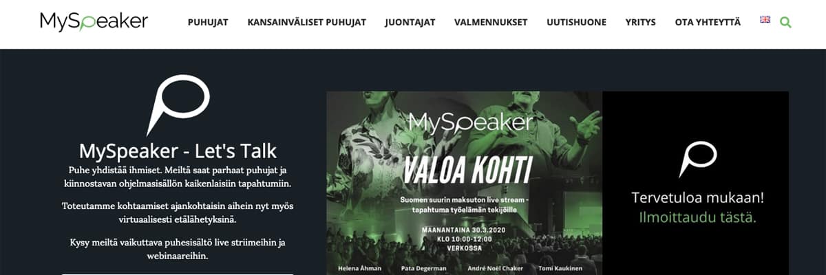 Asiakastarina: MySpeaker järjestää maailmanluokan puhujia tilaisuuksiin