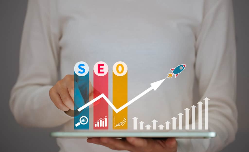 SEO Search Engine Optimization, concept for promoting ranking traffic on website, optimizing your website to rank in search engines or SEO. wordpress verkkokauppa seo