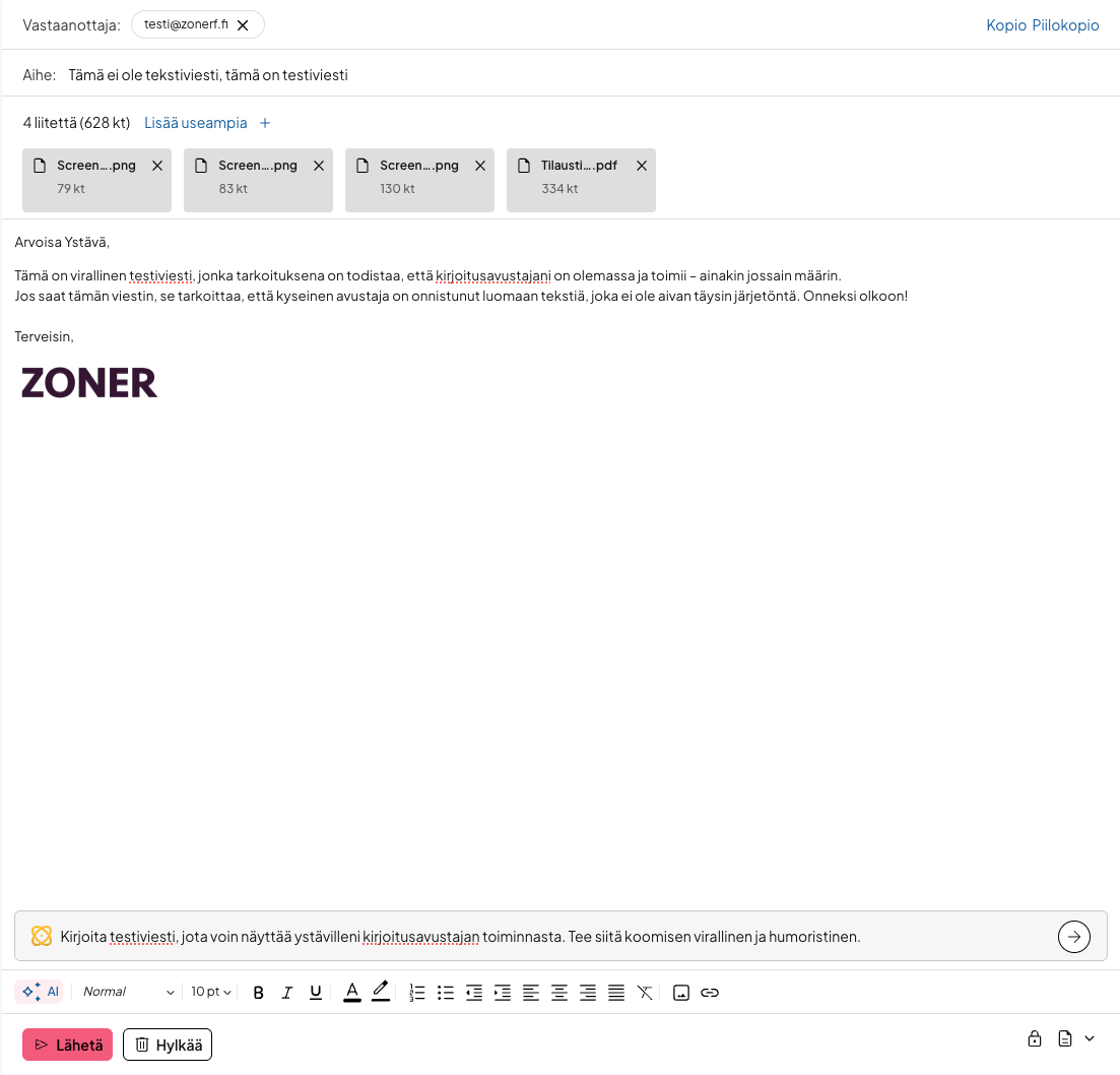 zoner-sähköposti-viestinlähetys